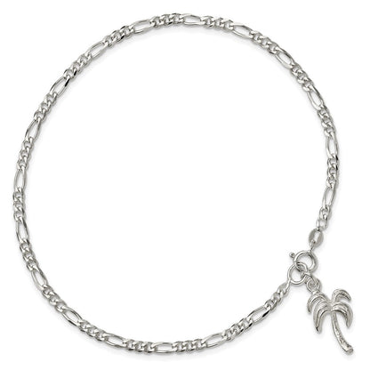 Sterlingsilber 10inch Massiv Poliert Palme Baum Fußkettchen