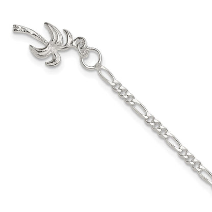 Sterlingsilber 10inch Massiv Poliert Palme Baum Fußkettchen