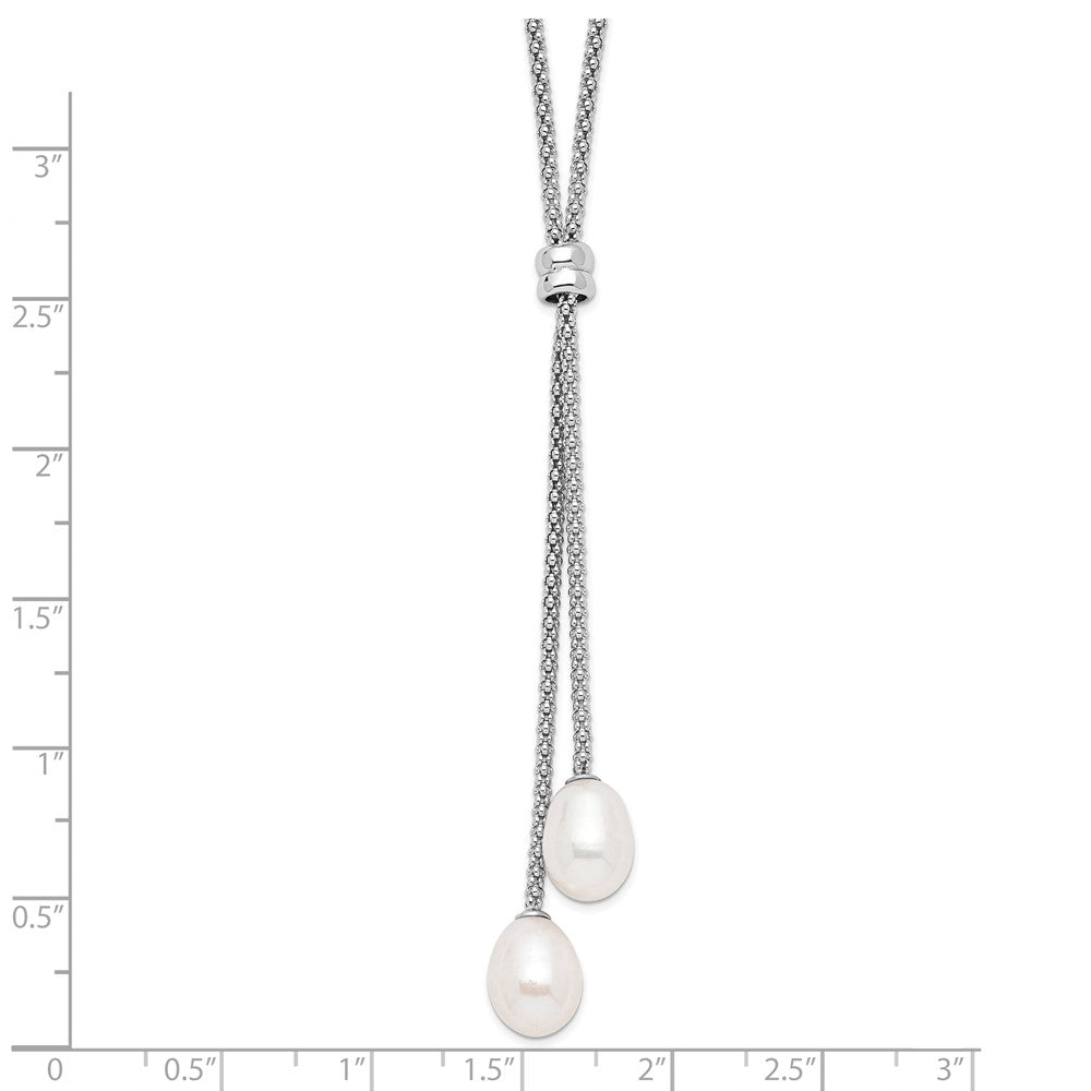 Sterlingsilber Rhodiniert 7-8mm Fwc Perle 2 in Verlängerung Tropfen Halskette
