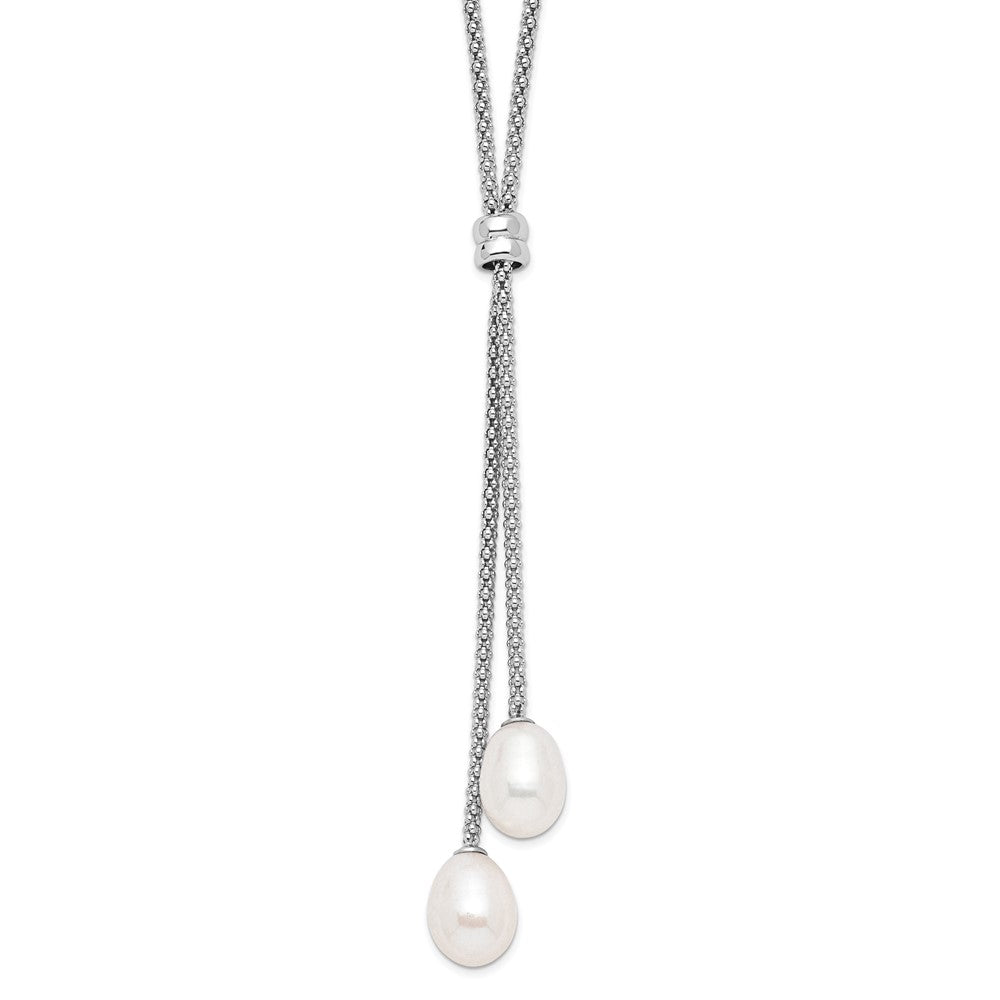 Sterlingsilber Rhodiniert 7-8mm Fwc Perle 2 in Verlängerung Tropfen Halskette