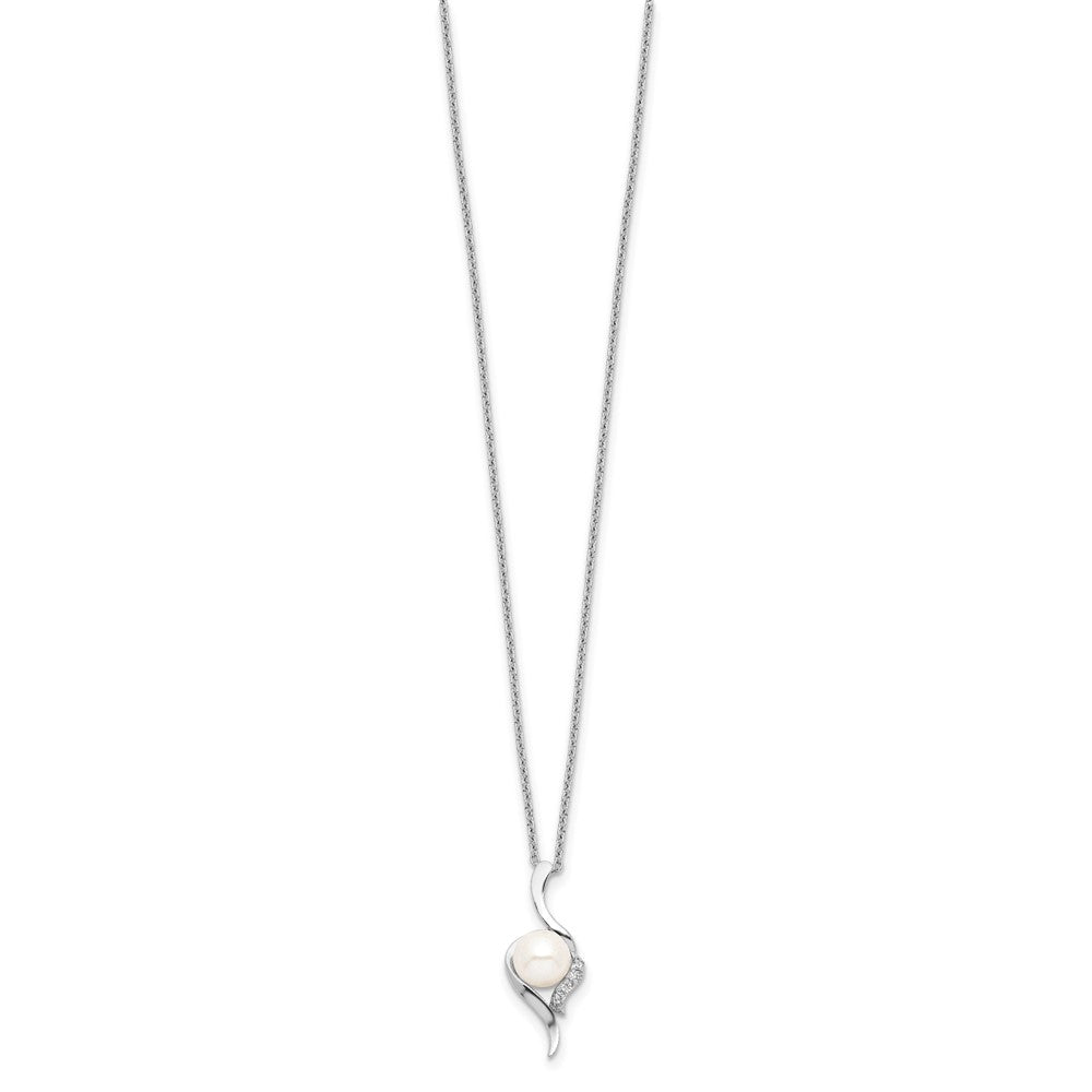 Sterlingsilber Rhodiniert 6-7mm Weiß Fwc Perle Zirkonia Halskette
