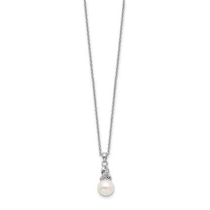 Sterlingsilber Rhodiniert 6-7mm Weiß Fwc Perle Zirkonia Anhänger