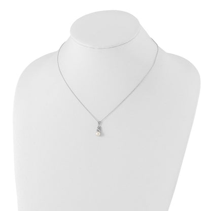 Sterlingsilber Rhodiniert 6-7mm Weiß Fwc Perle Zirkonia Anhänger