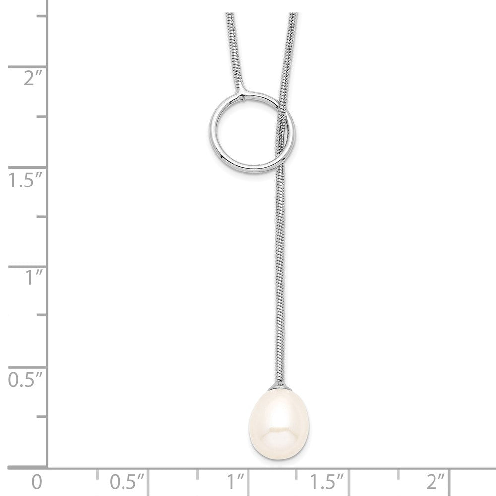 Sterlingsilber Rhodiniert 7-8mm Weiß Fwc Perle Knebel Tropfen Halskette