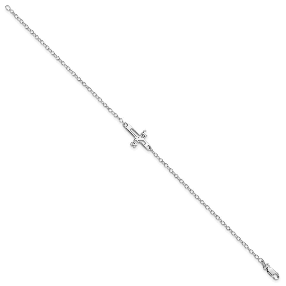 Sterlingsilber Rhodiniert Jesus Kreuz Fußkettchen