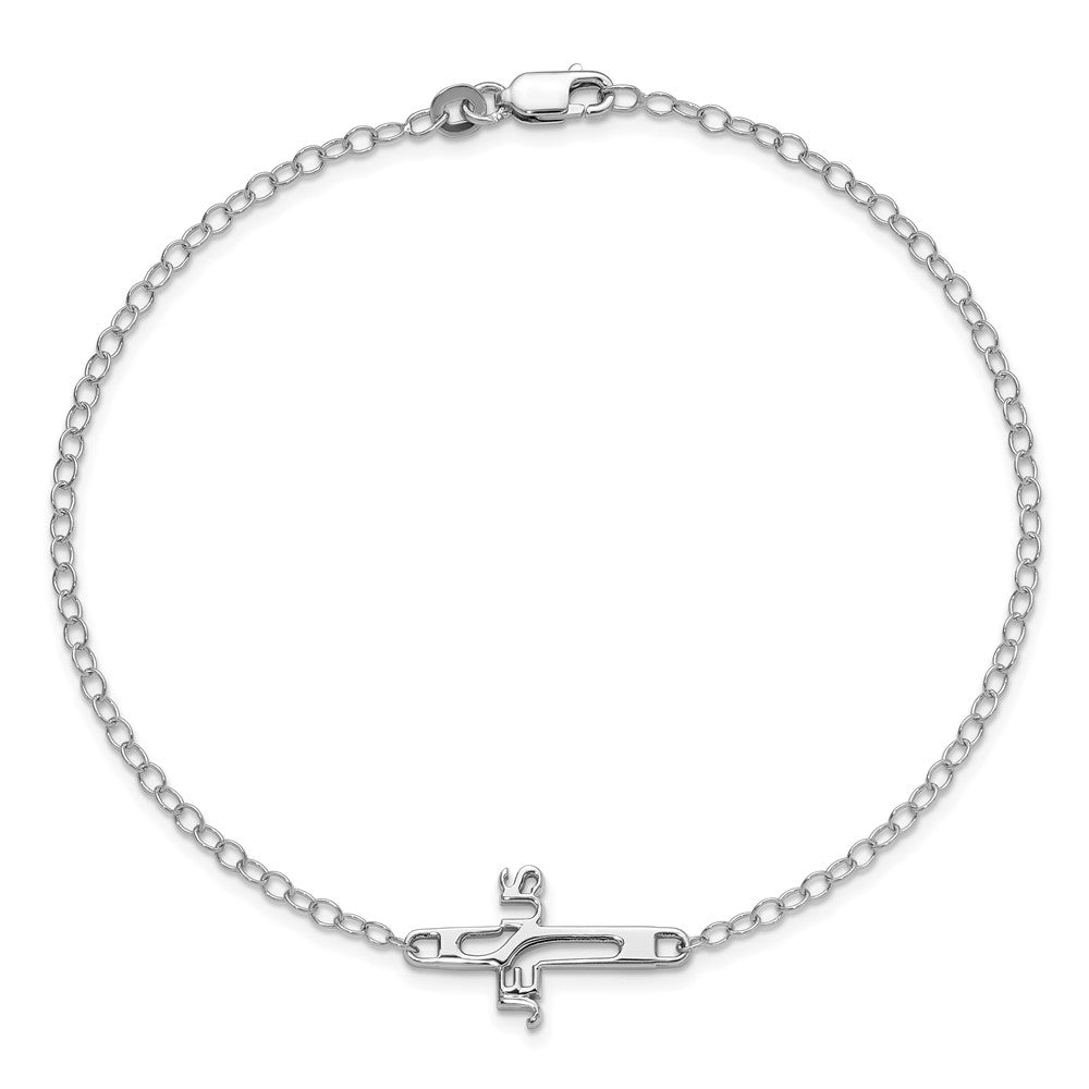 Sterlingsilber Rhodiniert Jesus Kreuz Fußkettchen