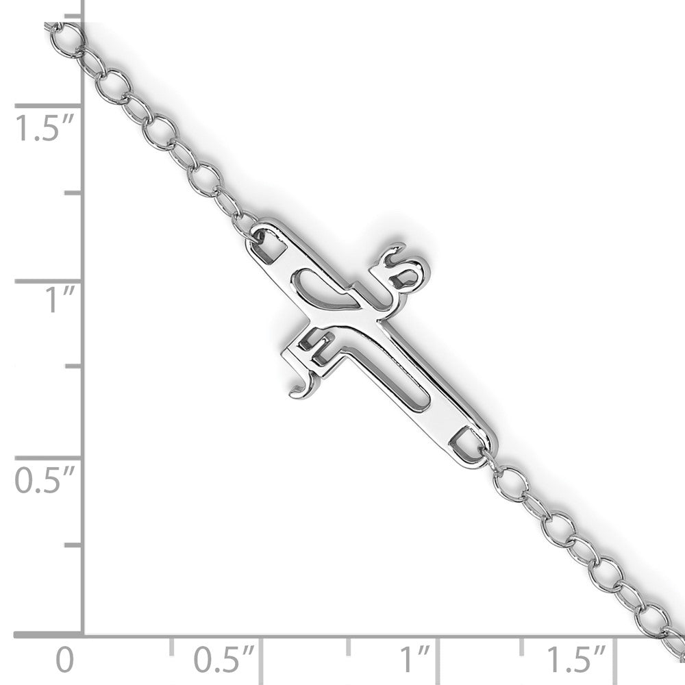 Sterlingsilber Rhodiniert Jesus Kreuz Fußkettchen
