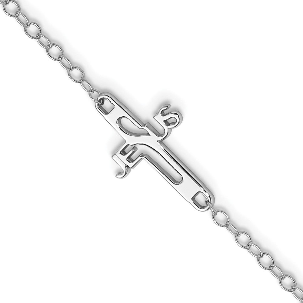 Sterlingsilber Rhodiniert Jesus Kreuz Fußkettchen