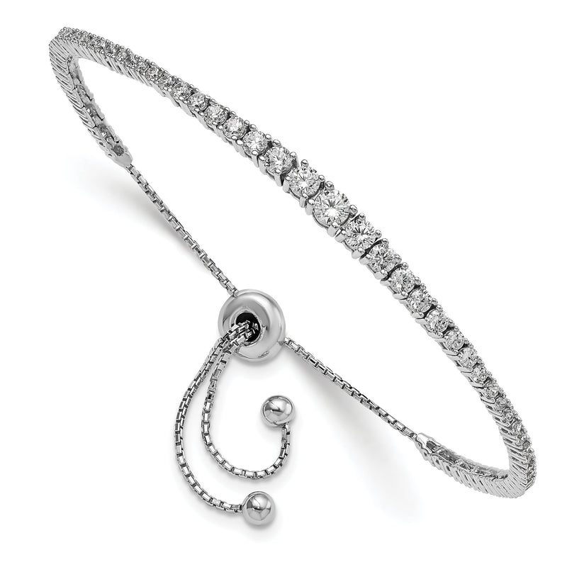 Sterlingsilber Schimmernd Rhodiniert 67 Stein Abgestuft Zirkonia Verstellbar 5 Zoll Up To 9 Armband