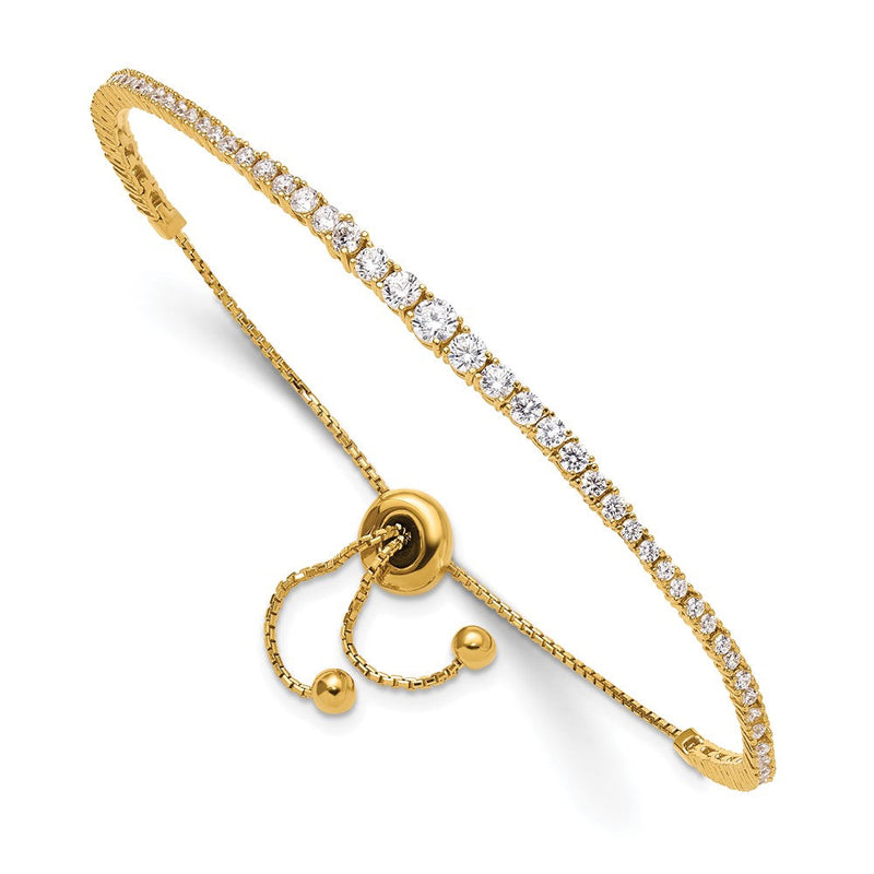 Sterlingsilber Schimmernd Goldfarben Glanz Vergoldet 67 Stein Abgestuft Zirkonia Verstellbar 5 Zoll Up To 9 Armband