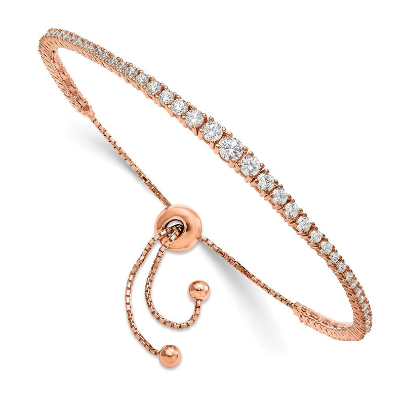 Sterlingsilber Schimmernd Roséfarben Glanz Rose Vergoldet 67 Stein Abgestuft Zirkonia Verstellbar 5 Zoll Up To 9 Armband