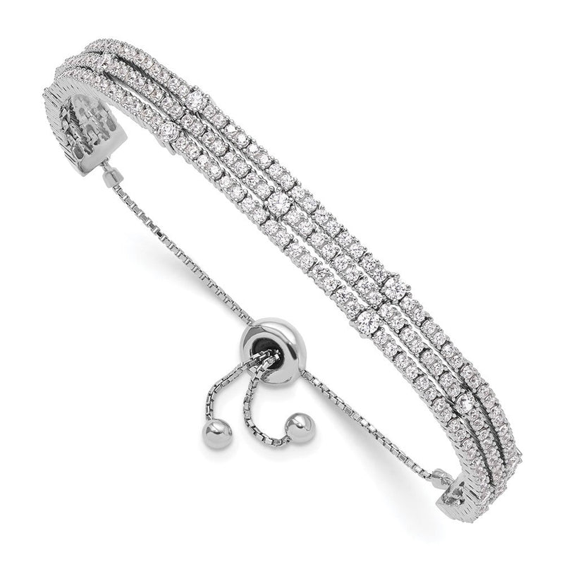 Sterlingsilber Schimmernd Rhodiniert 205 Stein Zirkonia Verstellbar 5 Zoll Up To 9 Armband