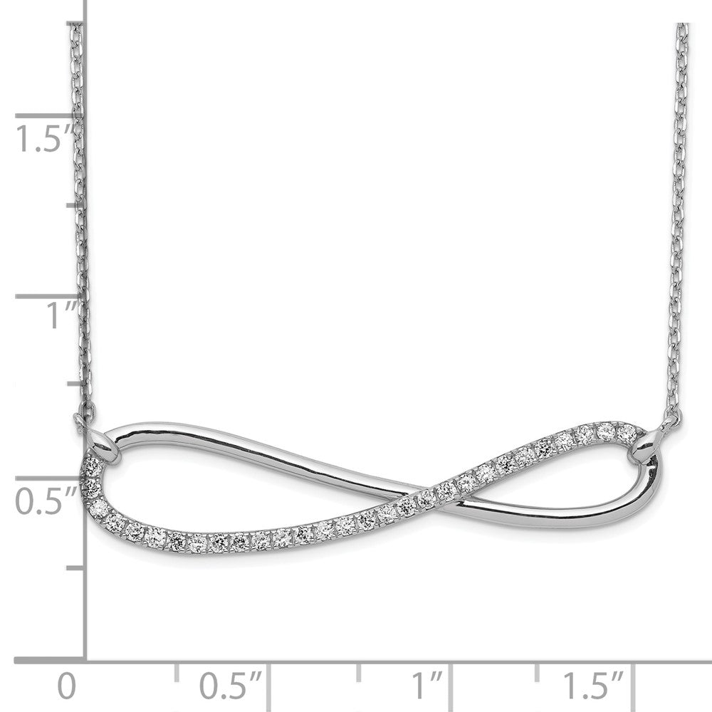 Sterlingsilber Schimmernd Rhodiniert 18.5 Zoll 29 Stein Zirkonia Unendlichkeit Symbol Halskette