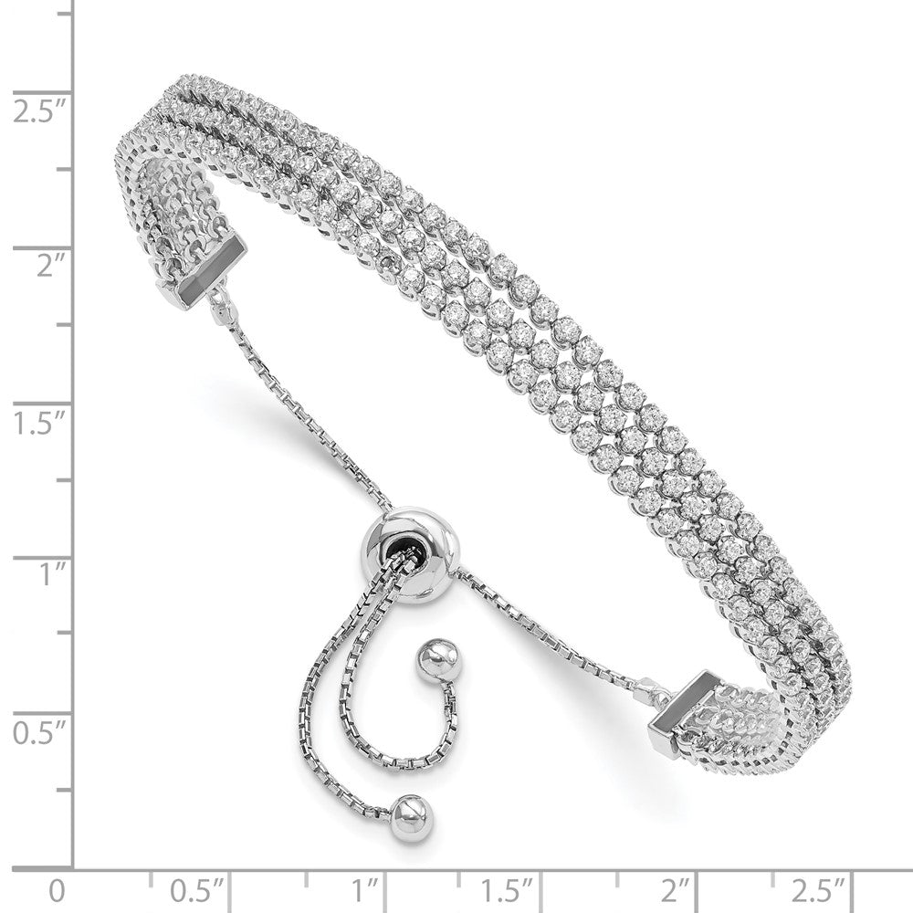 Sterlingsilber Schimmernd Rhodiniert 180 Stein Zirkonia Verstellbar Armband