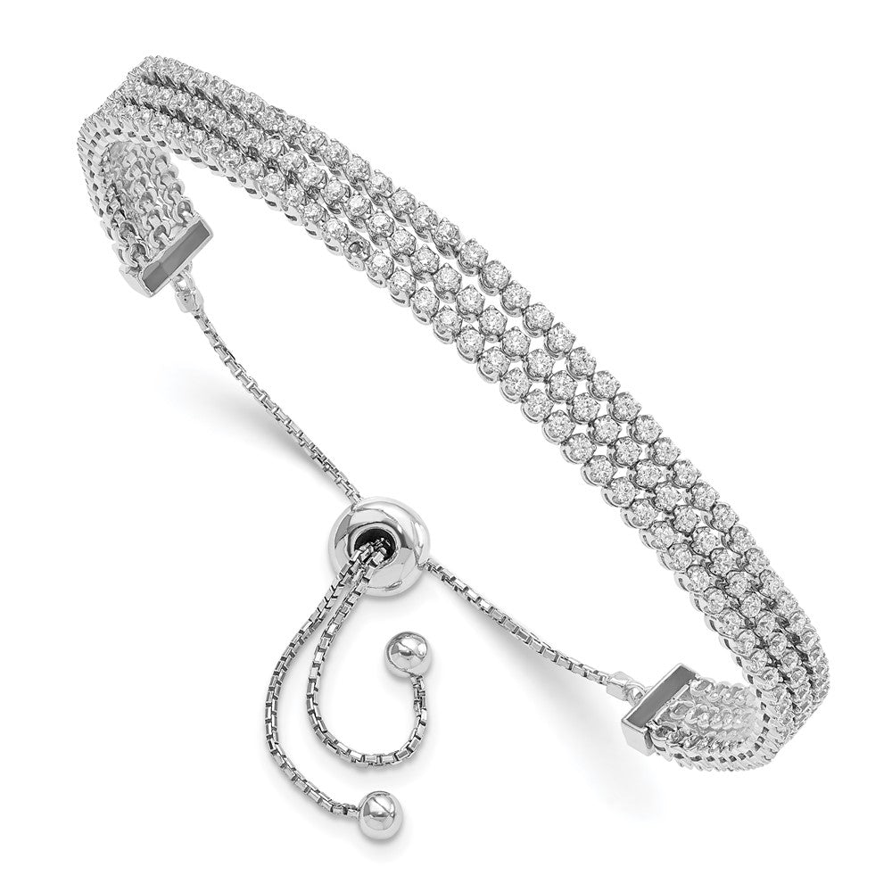 Sterlingsilber Schimmernd Rhodiniert 180 Stein Zirkonia Verstellbar Armband