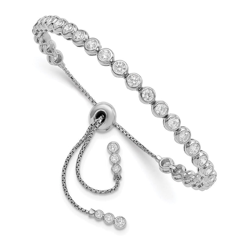 Sterlingsilber Schimmernd Rhodiniert 34 Stein Zirkonia Verstellbar Armband