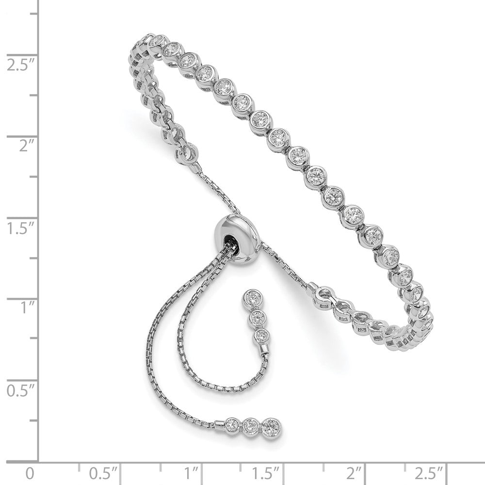 Sterlingsilber Schimmernd Rhodiniert 44 Stein Zirkonia Verstellbar Armband