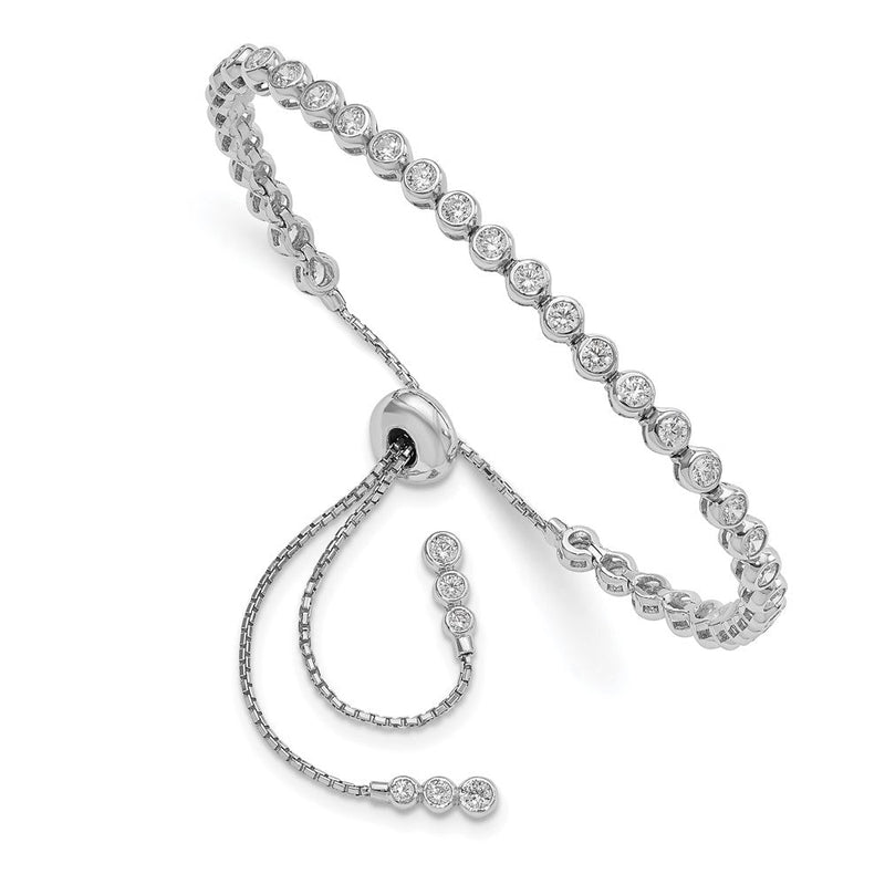 Sterlingsilber Schimmernd Rhodiniert 44 Stein Zirkonia Verstellbar Armband