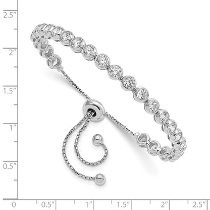 Sterlingsilber Schimmernd Rhodiniert 26 Stein Zirkonia Verstellbar Armband