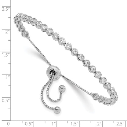 Sterlingsilber Schimmernd Rhodiniert 33 Stein Zirkonia Verstellbar Armband