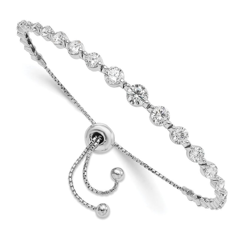 Sterlingsilber Schimmernd Rhodiniert 29 Stein Zirkonia Verstellbar 5 Zoll Up To 8.75 Armband
