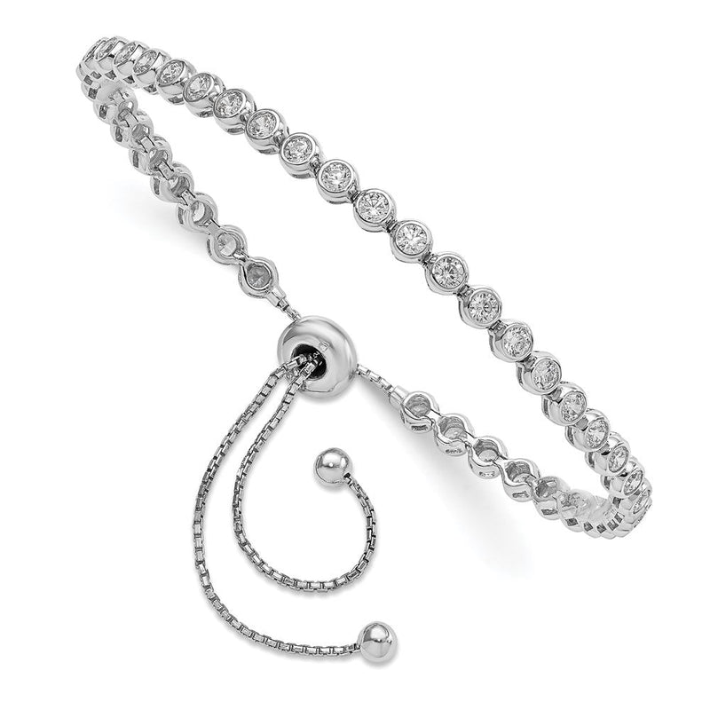 Sterlingsilber Schimmernd Rhodiniert 34 Stein Zirkonia Verstellbar 5 Zoll Up To 9 Armband