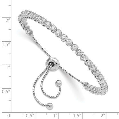 Sterlingsilber Schimmernd Rhodiniert 39 Stein Zirkonia Verstellbar Armband