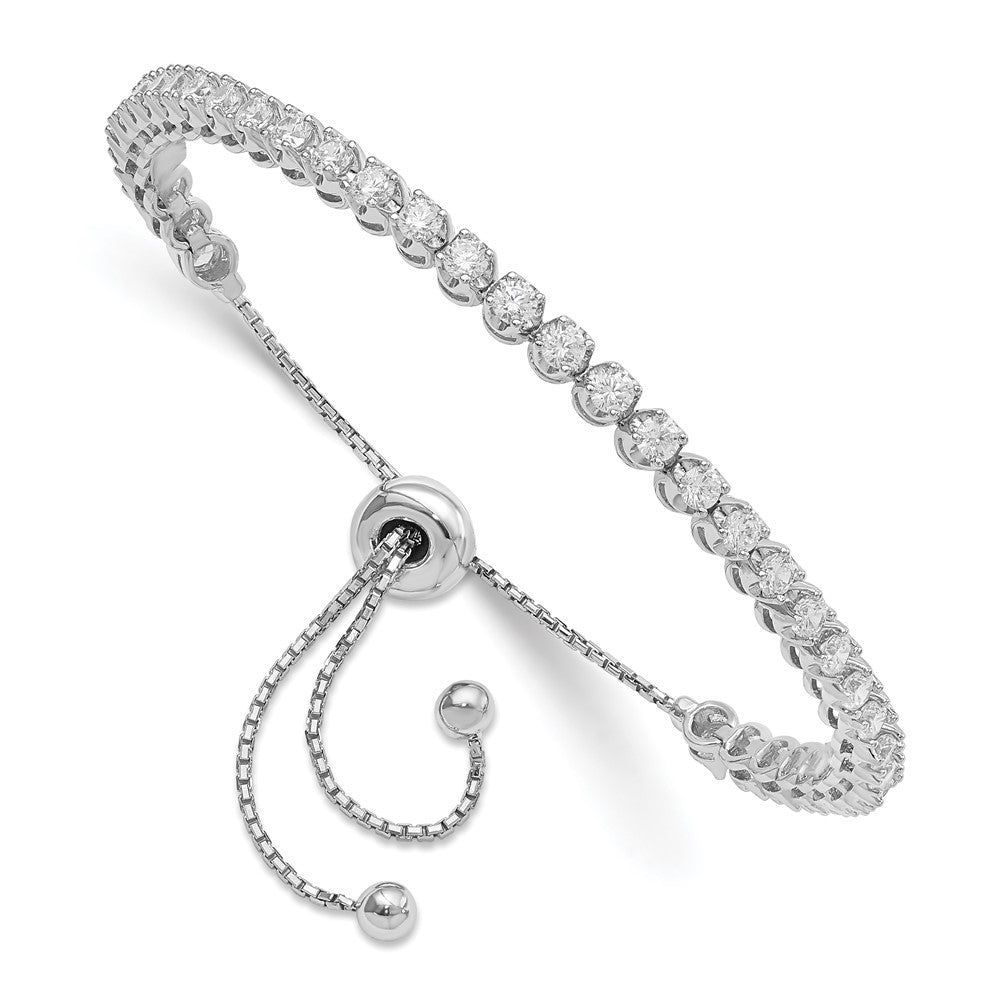 Sterlingsilber Schimmernd Rhodiniert 39 Stein Zirkonia Verstellbar Armband