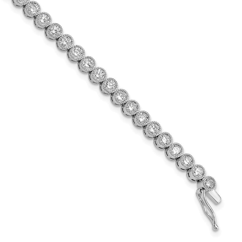 Sterlingsilber Schimmernd Rhodiniert 7 Zoll 45 Stein Zirkonia Tennis Armband