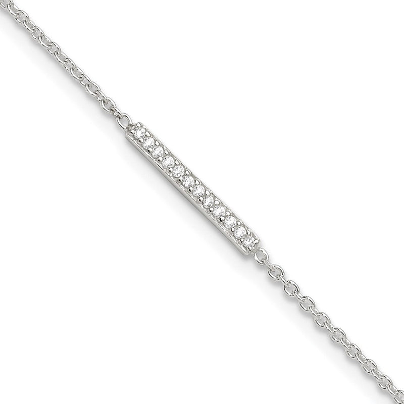 Sterlingsilber Poliert Zirkonia Stab 9 Zoll Plus 1 Zoll Verlängerung. Fußkettchen