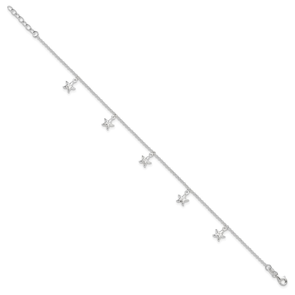 Sterlingsilber Seestern Dangles 9 Zoll Plus 1 Verlängerung. Fußkettchen