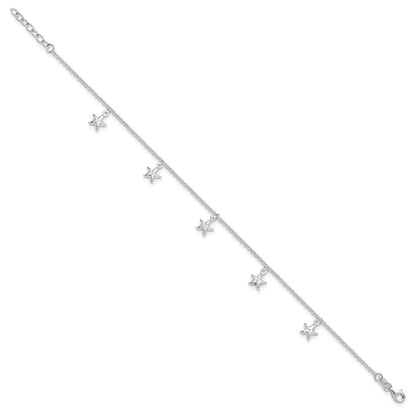 Sterlingsilber Seestern Dangles 9 Zoll Plus 1 Verlängerung. Fußkettchen