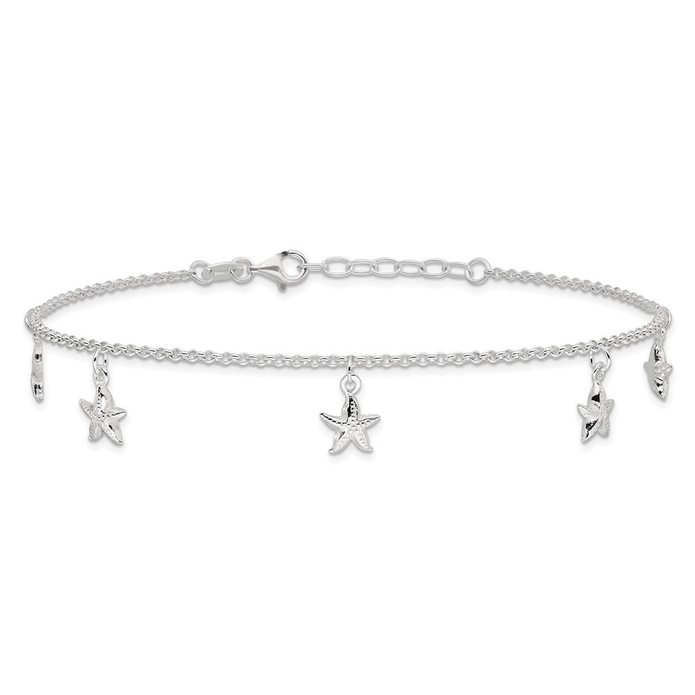 Sterlingsilber Seestern Dangles 9 Zoll Plus 1 Verlängerung. Fußkettchen