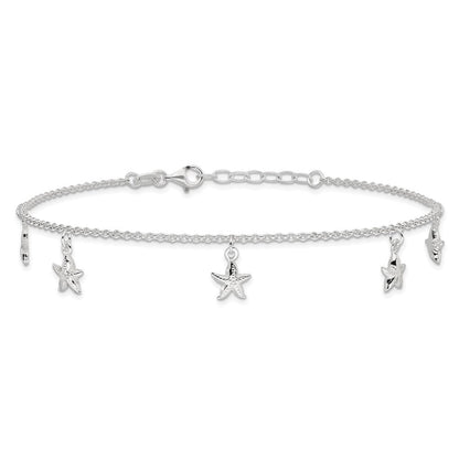 Sterlingsilber Seestern Dangles 9 Zoll Plus 1 Verlängerung. Fußkettchen
