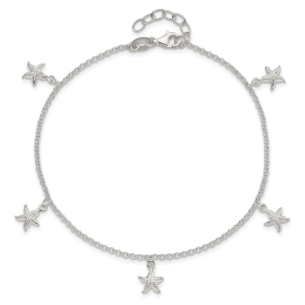 Sterlingsilber Seestern Dangles 9 Zoll Plus 1 Verlängerung. Fußkettchen