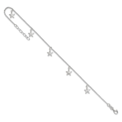 Sterlingsilber Seestern Dangles 9 Zoll Plus 1 Verlängerung. Fußkettchen
