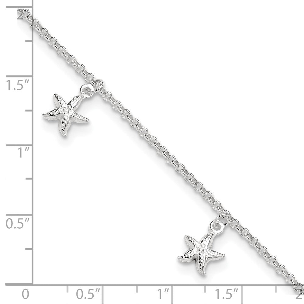 Sterlingsilber Seestern Dangles 9 Zoll Plus 1 Verlängerung. Fußkettchen