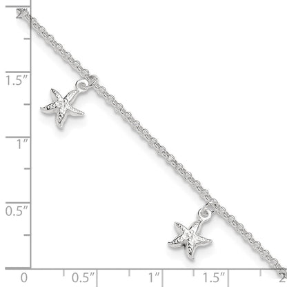 Sterlingsilber Seestern Dangles 9 Zoll Plus 1 Verlängerung. Fußkettchen