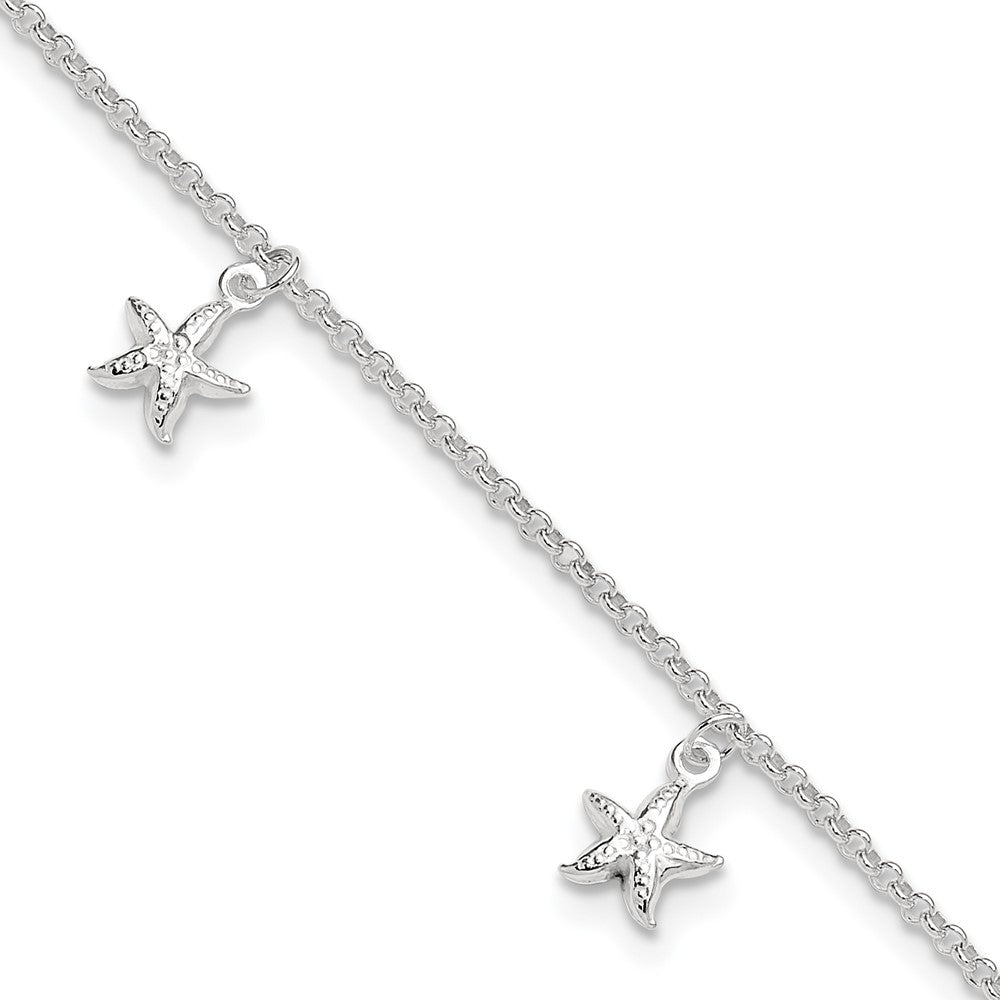 Sterlingsilber Seestern Dangles 9 Zoll Plus 1 Verlängerung. Fußkettchen