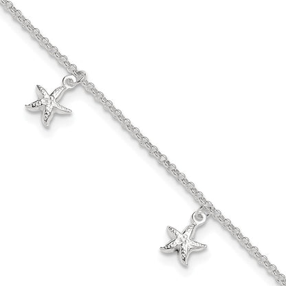 Sterlingsilber Seestern Dangles 9 Zoll Plus 1 Verlängerung. Fußkettchen