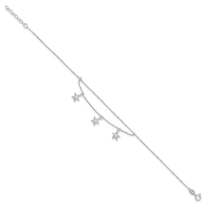 Sterlingsilber Poliert 2-strand Seestern 9 Zoll Plus 1 Zoll Verlängerung Fußkettchen