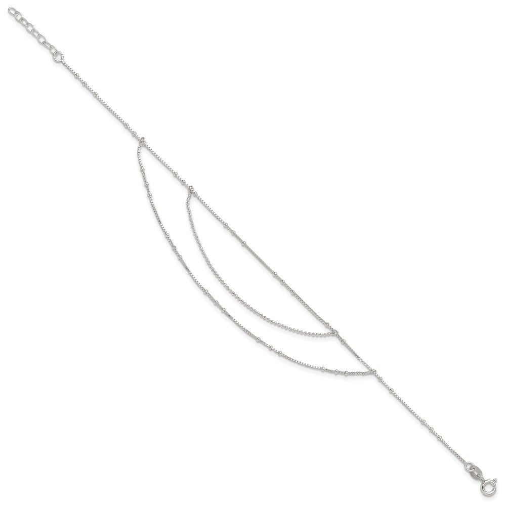 Sterlingsilber Poliert Multi-strand 9 Zoll Plus 1 in Verlängerung Fußkettchen