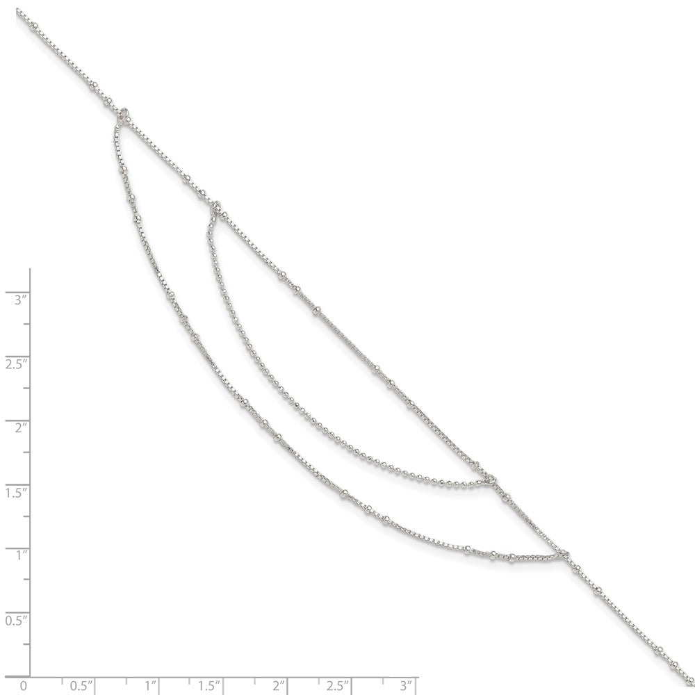Sterlingsilber Poliert Multi-strand 9 Zoll Plus 1 in Verlängerung Fußkettchen