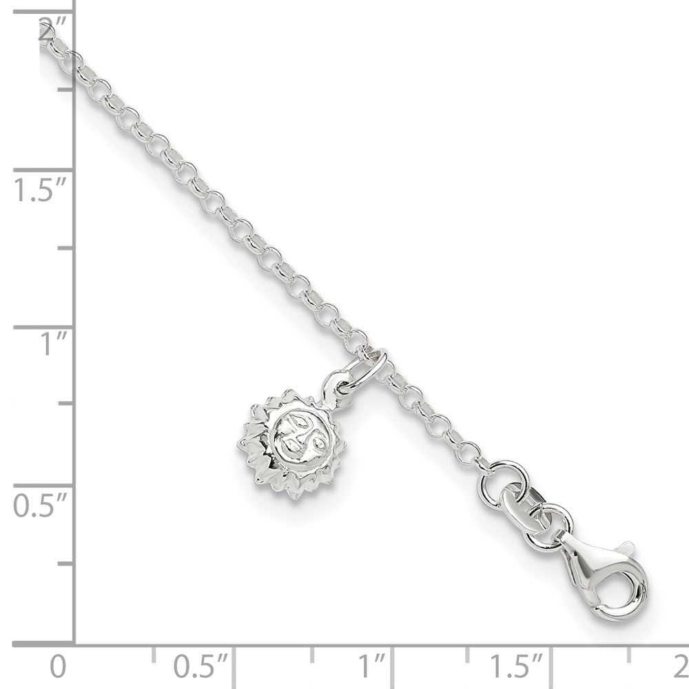 Sterlingsilber Sonne 10 Zoll Plus 1 Verlängerung. Fußkettchen