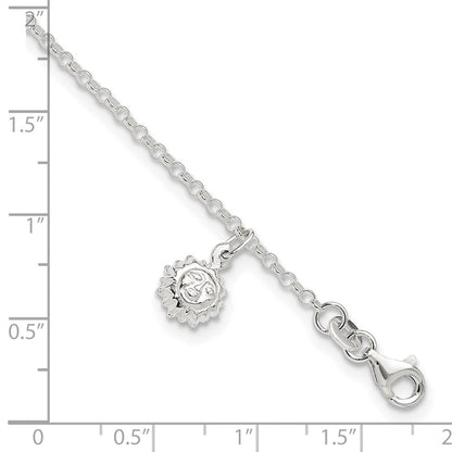 Sterlingsilber Sonne 10 Zoll Plus 1 Verlängerung. Fußkettchen