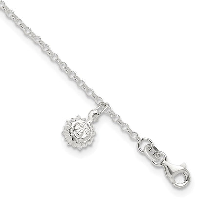 Sterlingsilber Sonne 10 Zoll Plus 1 Verlängerung. Fußkettchen