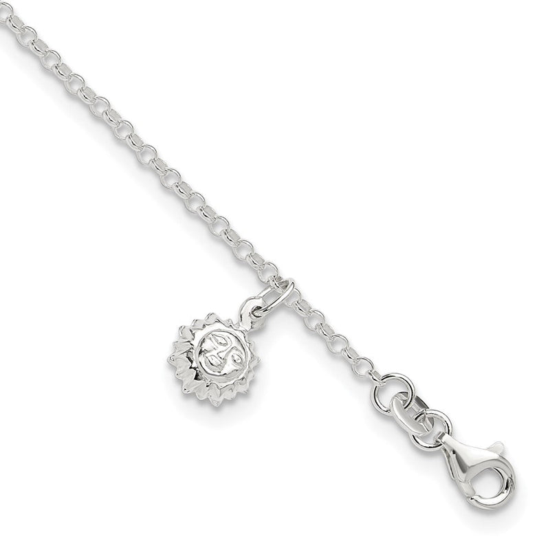 Sterlingsilber Sonne 10 Zoll Plus 1 Verlängerung. Fußkettchen