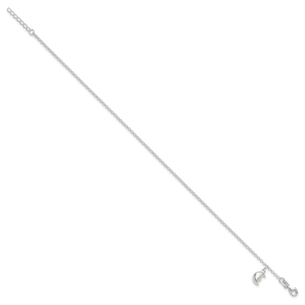 Sterlingsilber Mond 10 Zoll Plus 1 Verlängerung. Fußkettchen