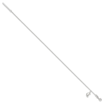 Sterlingsilber Mond 10 Zoll Plus 1 Verlängerung. Fußkettchen