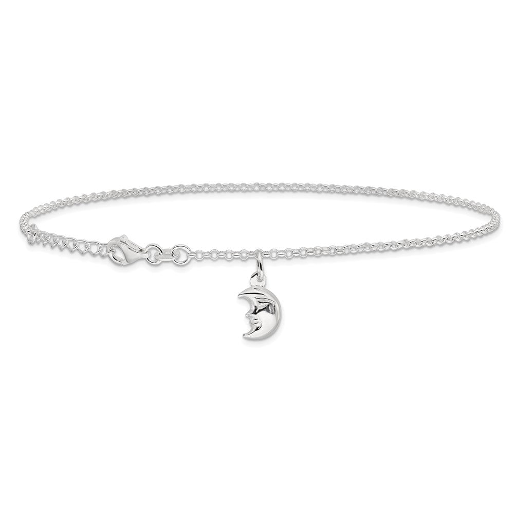 Sterlingsilber Mond 10 Zoll Plus 1 Verlängerung. Fußkettchen